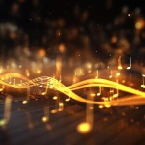 ai generated a blurred image of music notes in various color free photo